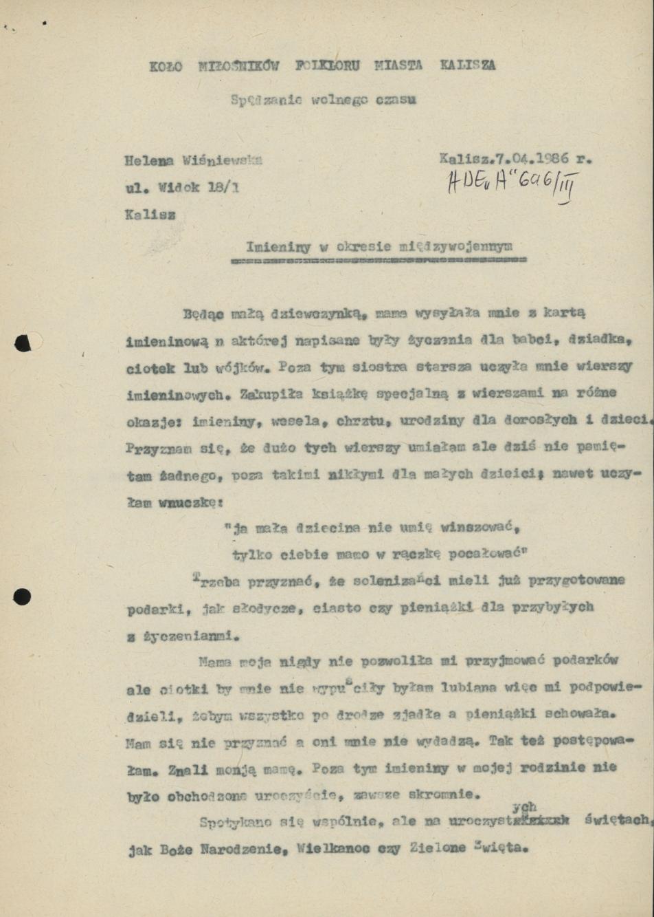 Imieniny w okresie międzywojennym