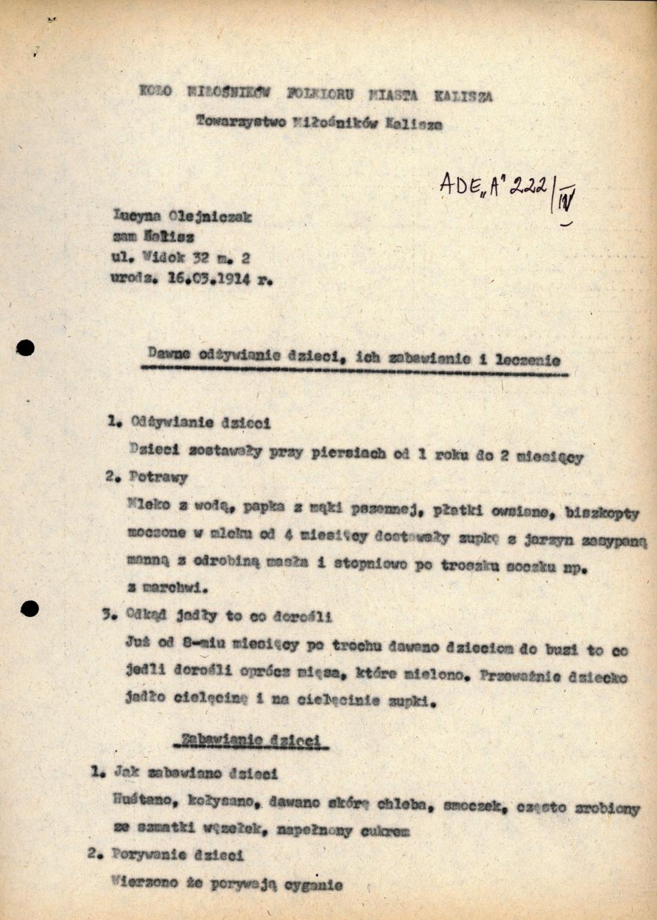 Dawne odżywianie dzieci, ich zabawianie i leczenie