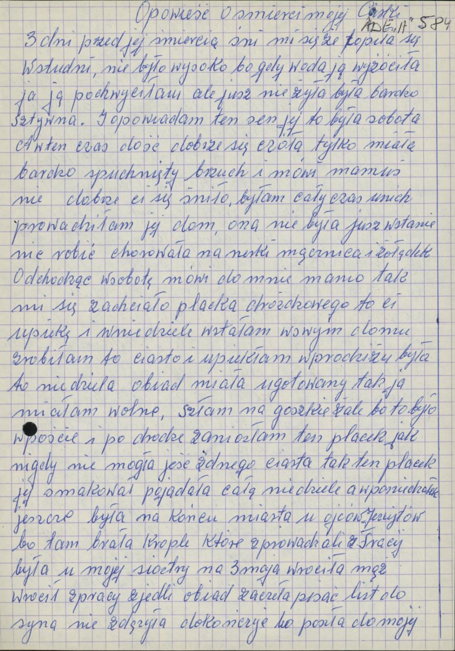 Opowieść o śmierci mojej Córki