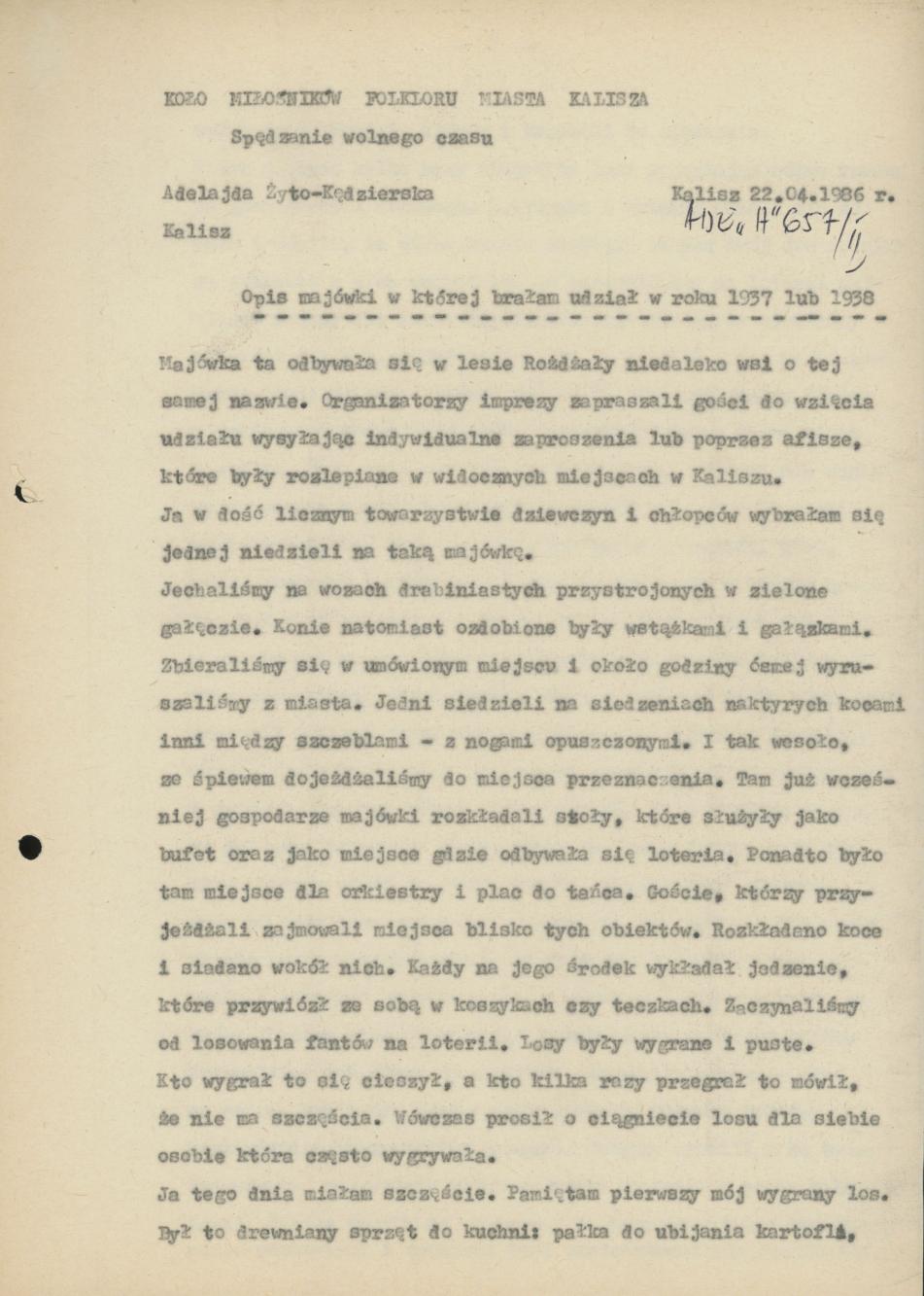 Opis majówki, w której brałam udział w roku 1937 lub 1938