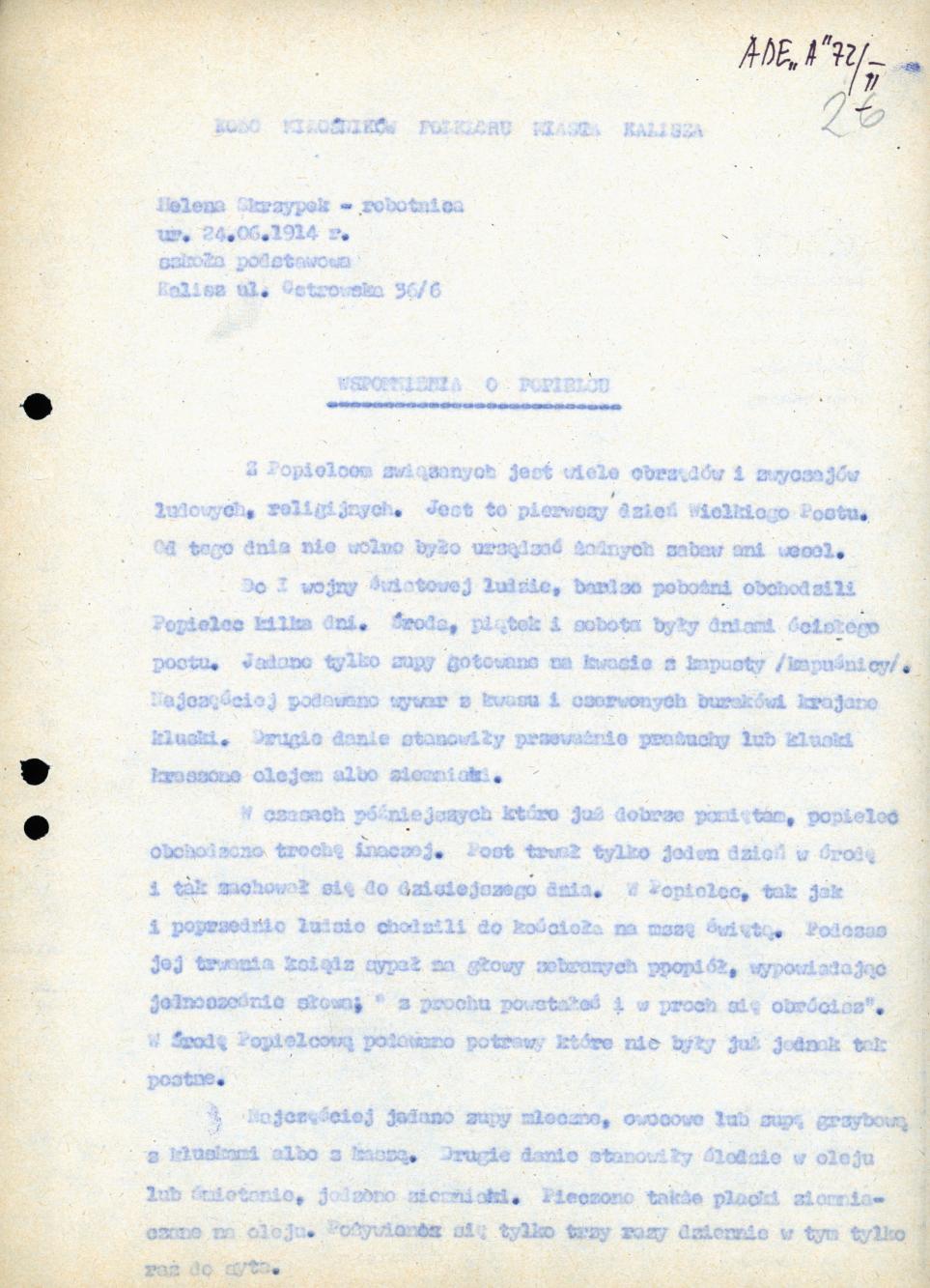 Wspomnienia o Popielcu