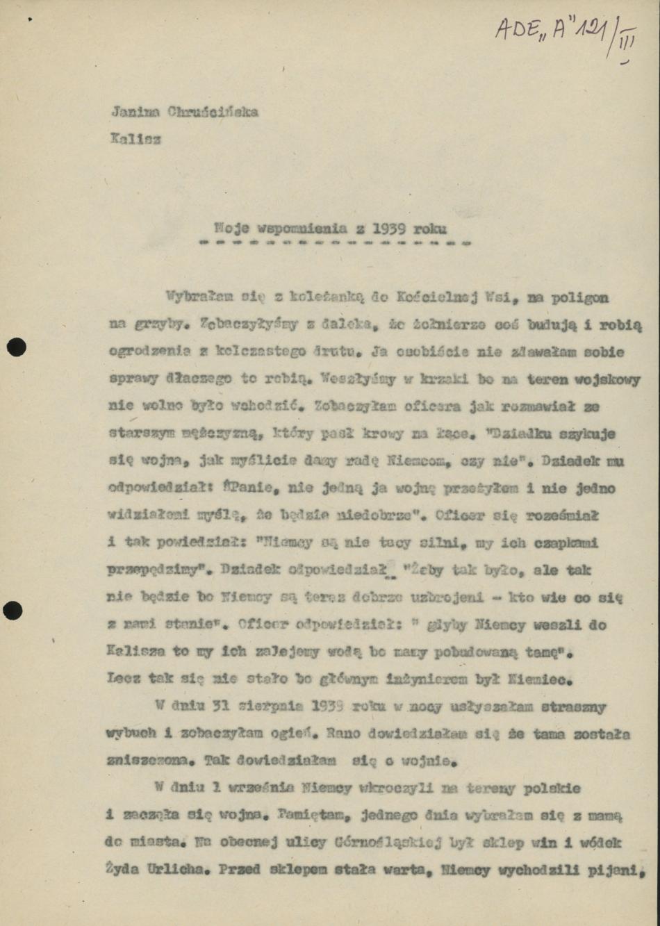 Moje wspomnienia z 1939 roku