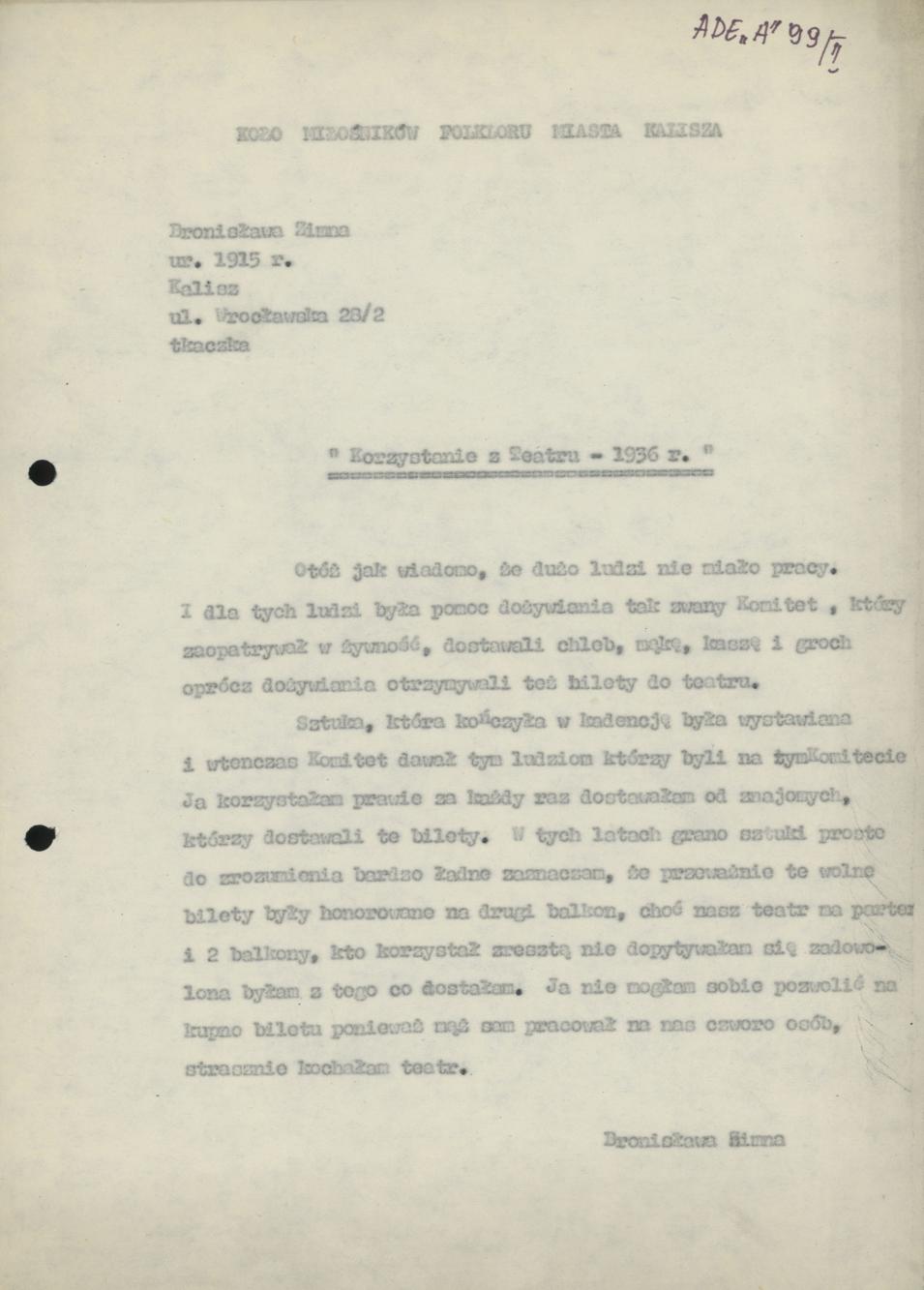 Korzystanie z Teatru - 1936 r.