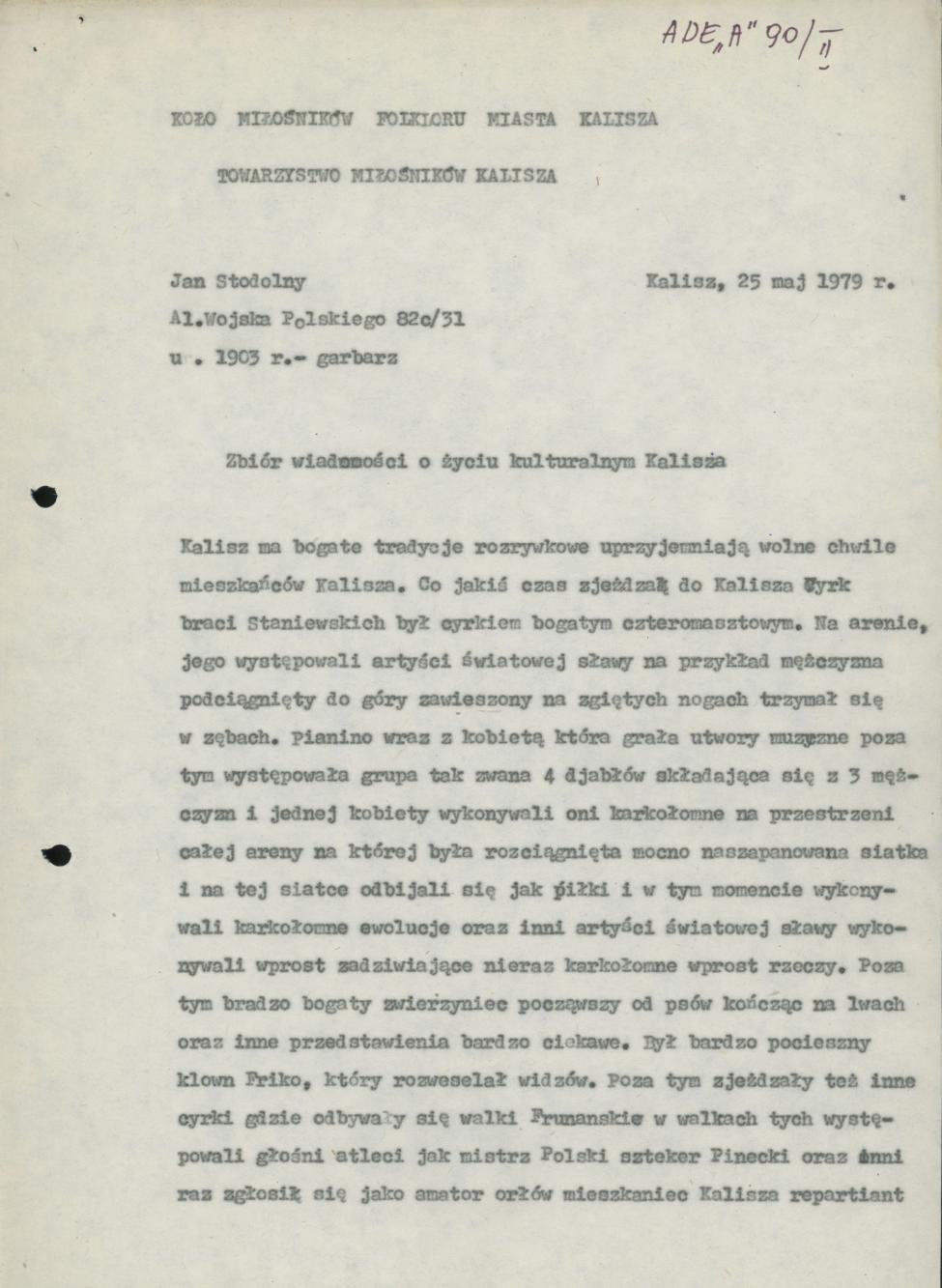 Zbiór wiadomości o życiu kulturalnym Kalisza