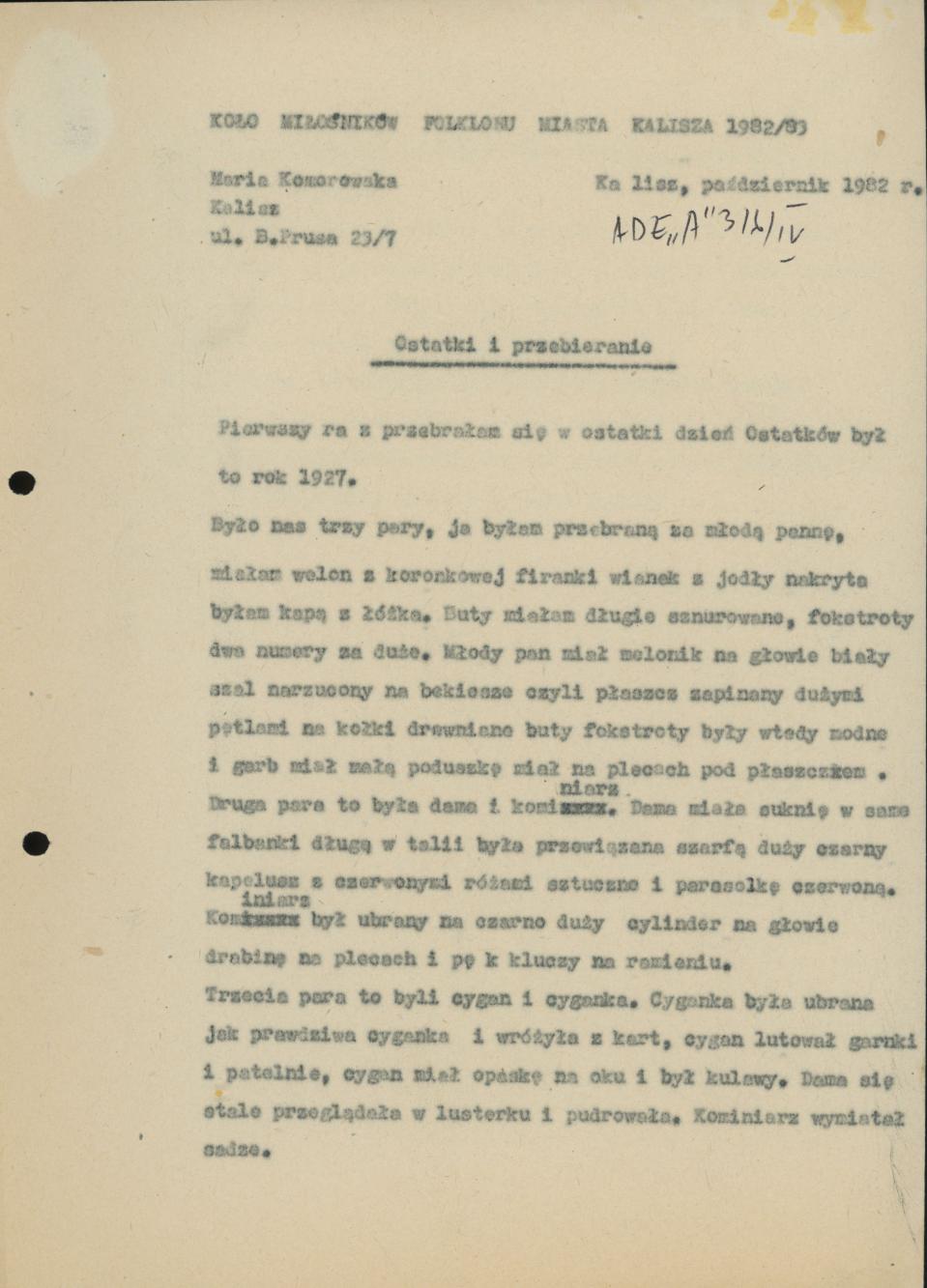 Ostatki i przebieranie