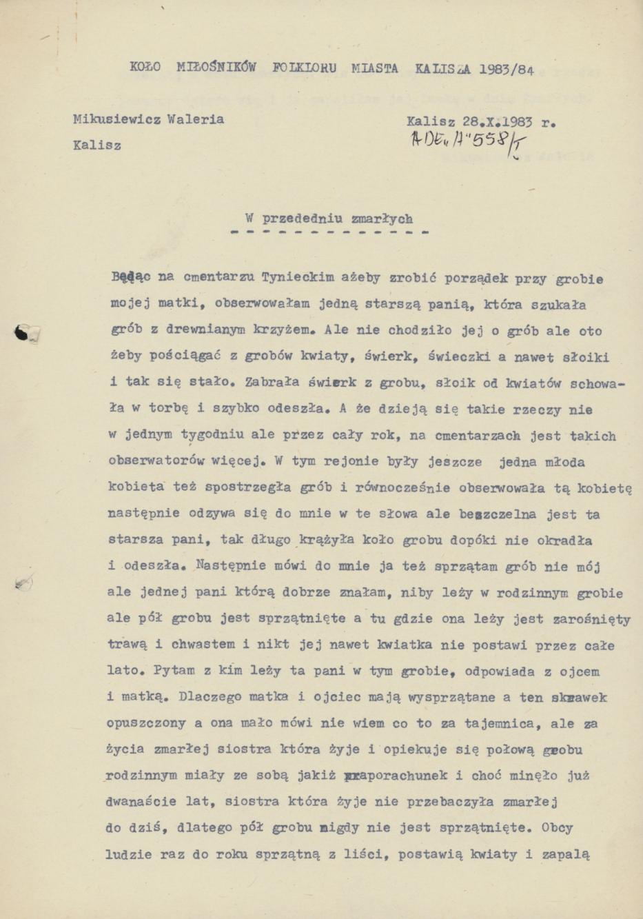 W przededniu zmarłych