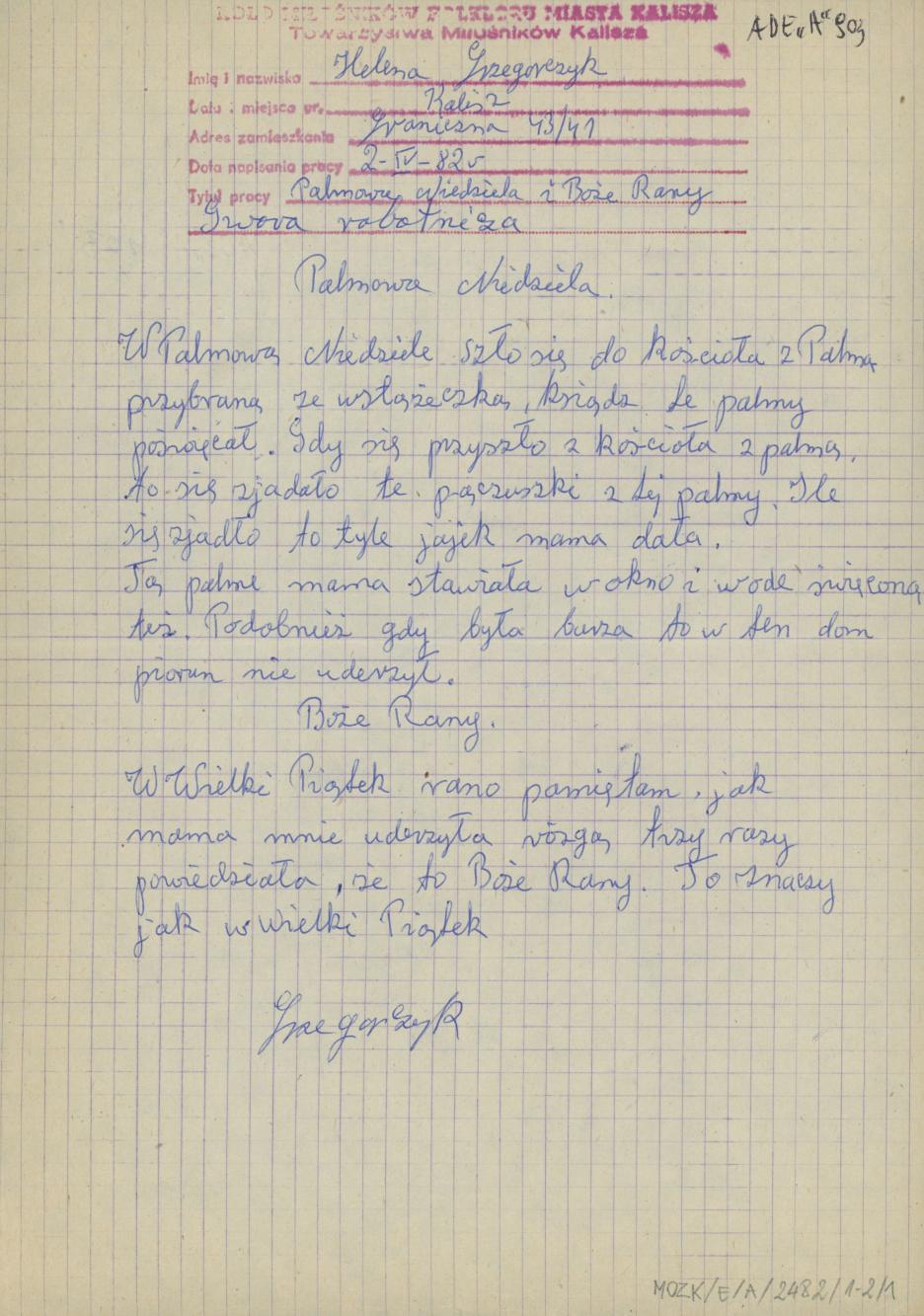 Palmowa Niedziela. Gwara robotnicza