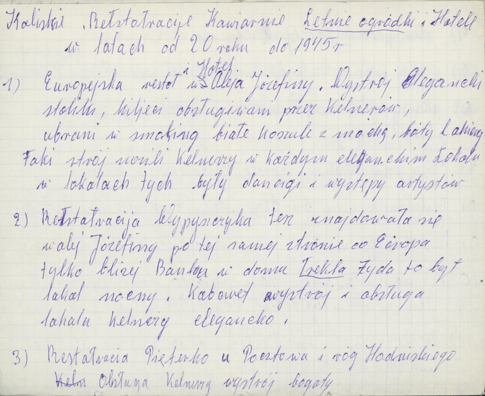 Kaliskie restauracje, kawiarnie, letnie ogródki i hotele w latach 1920-45