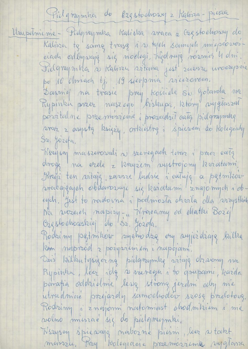 Pielgrzymka do Częstochowy z Kalisza - piesza