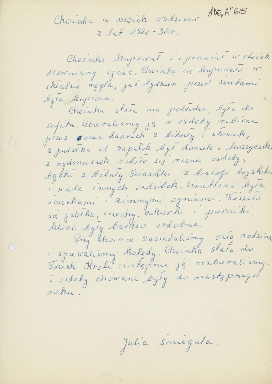 Choinka u moich rodziców z lat 1920-30