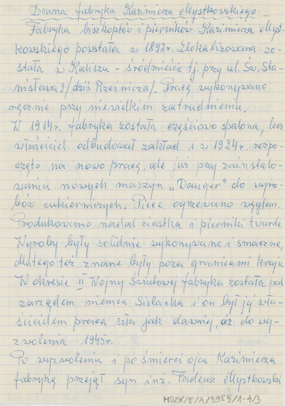 Dawna fabryka Kazimierza Mystkowskiego