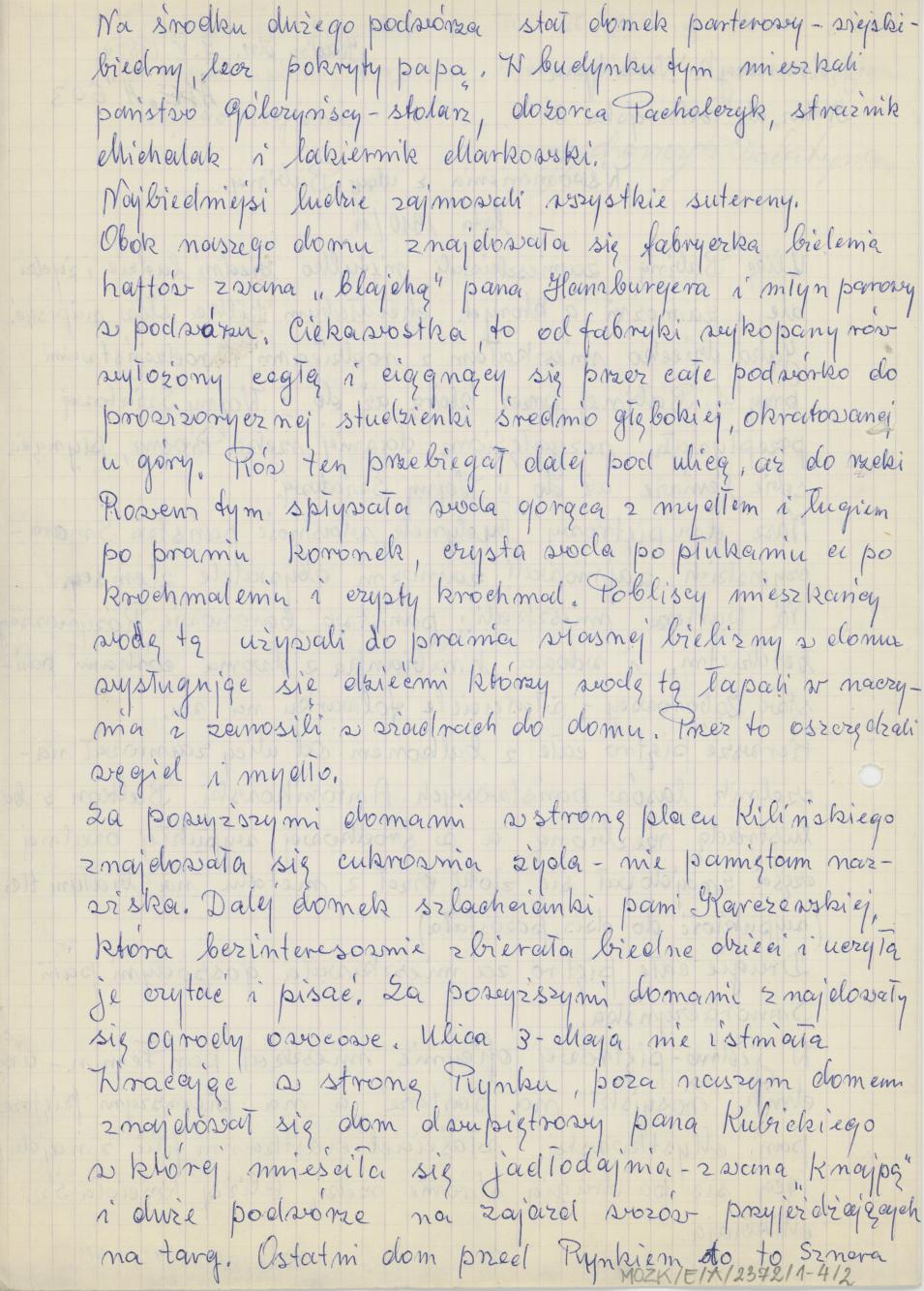 Wspomnienia z ulicy Babinej. Lata 1910/11