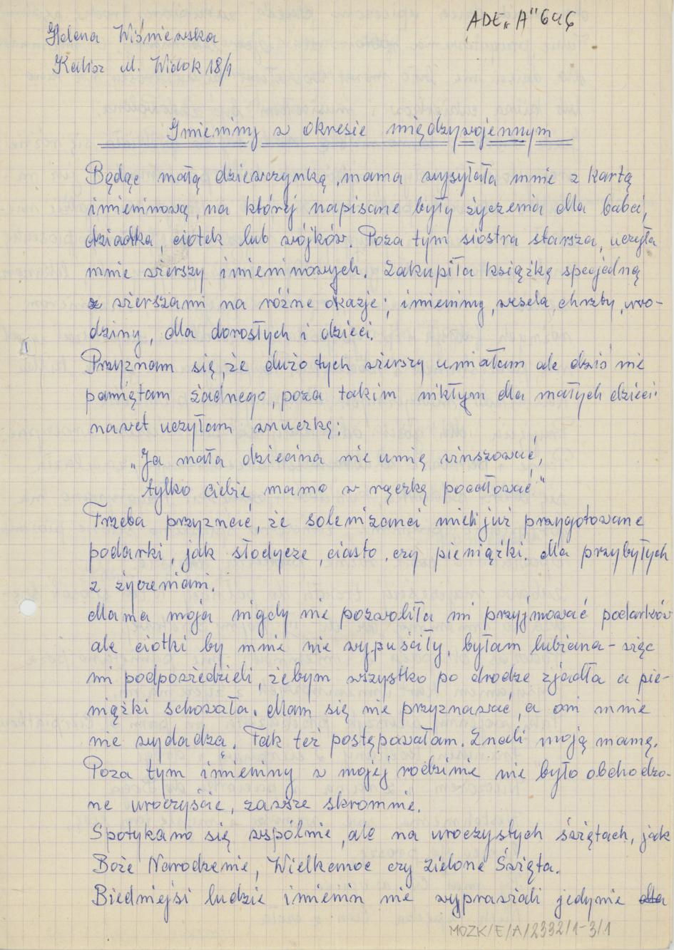 Imieniny w okresie międzywojennym