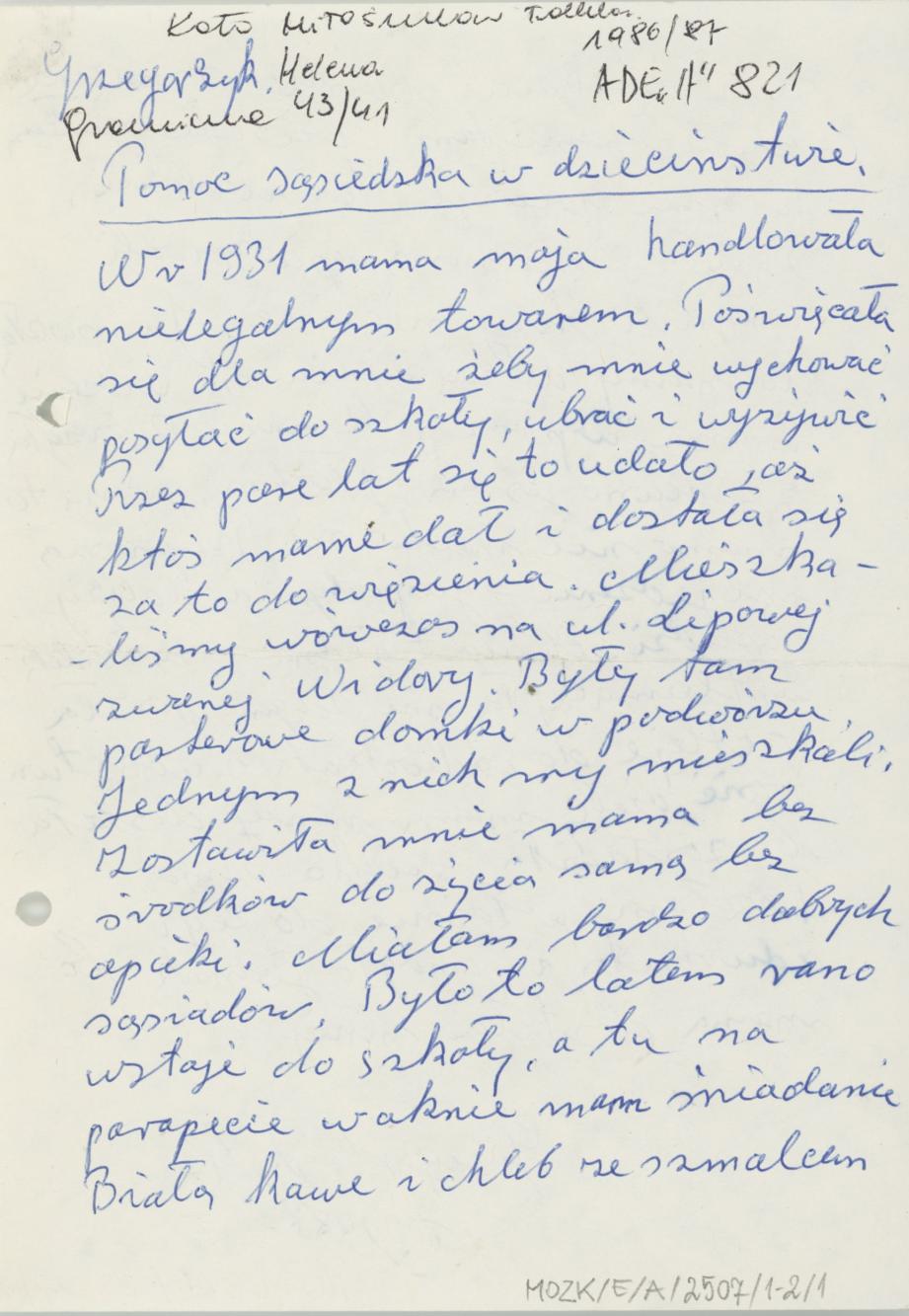 Pomoc sąsiedzka w dzieciństwie