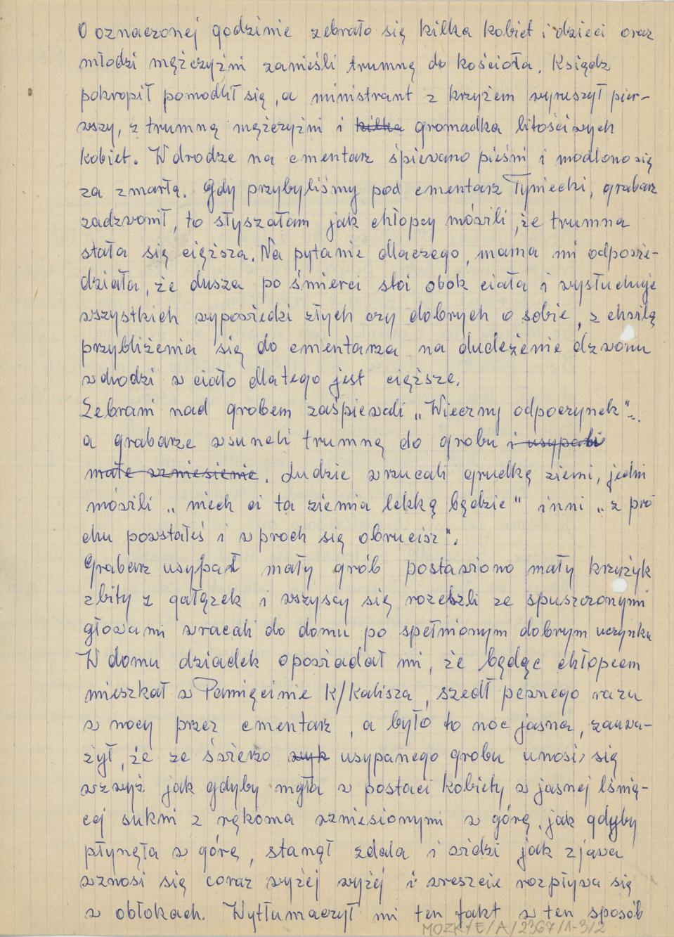 Obrzędy pogrzebowe, lata 1920-21