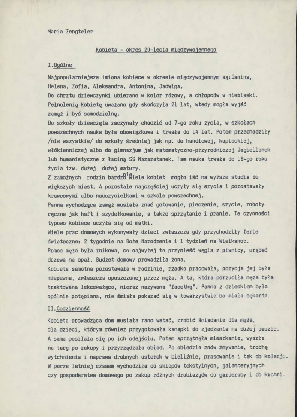 Kobieta - okres 20-lecia międzywojennego