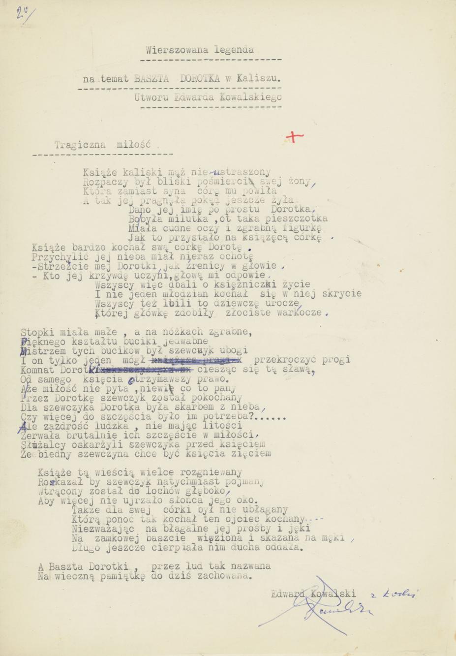 Wierszowana legenda na temat Baszty Dorotki