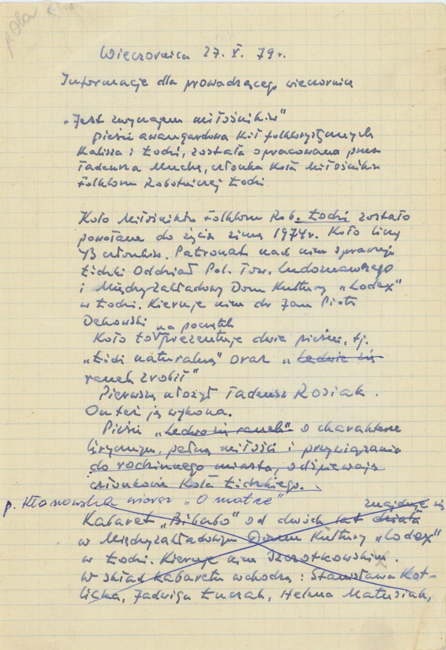 Informacje dla prowadzącej wieczornicę