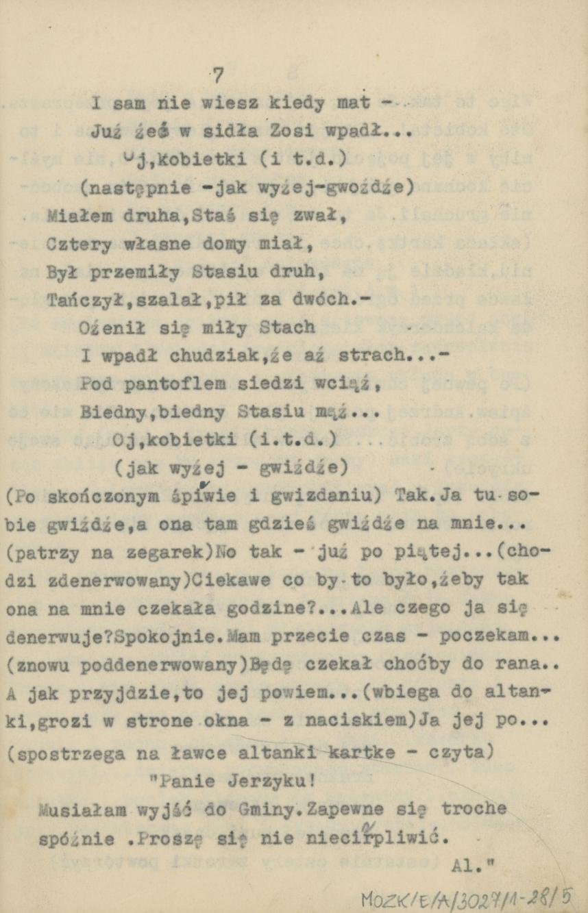 Przedświt wolności - obraz sceniczny ze śpiewami i tańcami, cz. 1