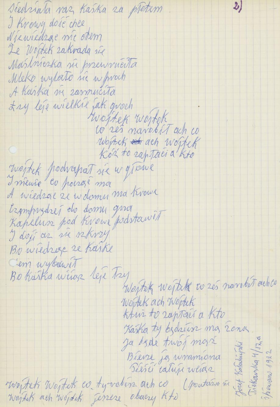 Siedziała raz Kaśka za płotem