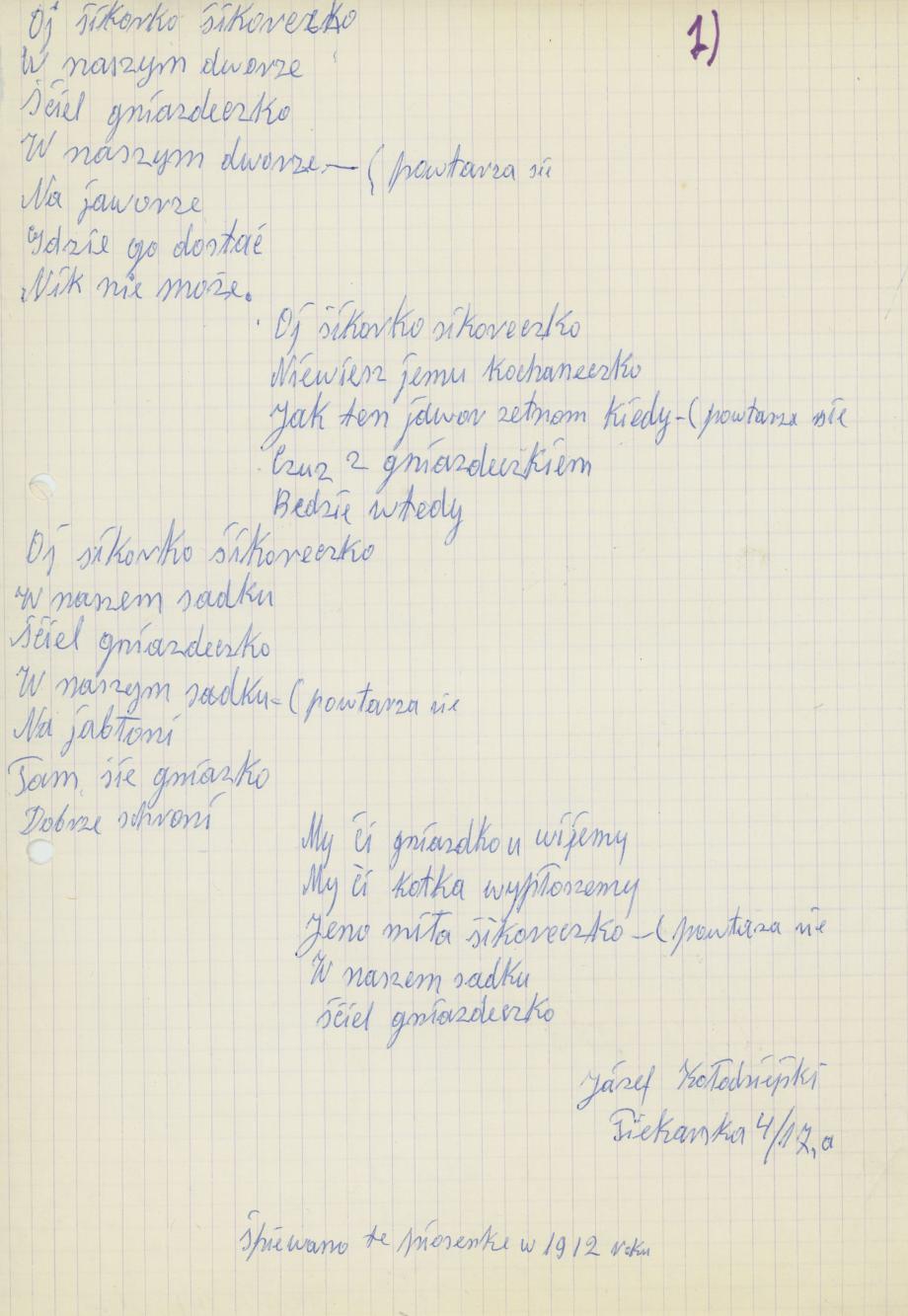 Oj sikorko, sikoreczko