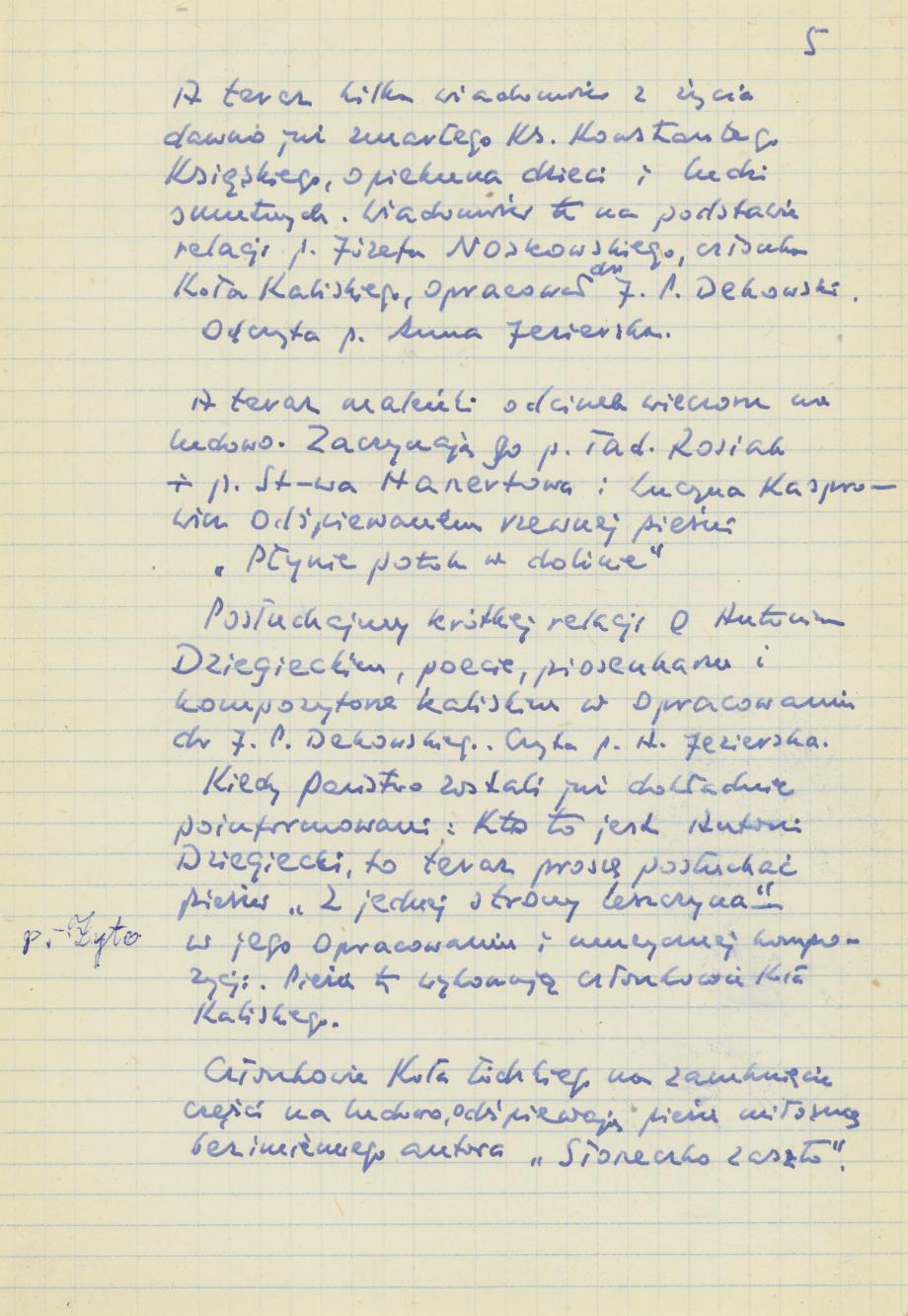 Informacje dla prowadzącej wieczornicę