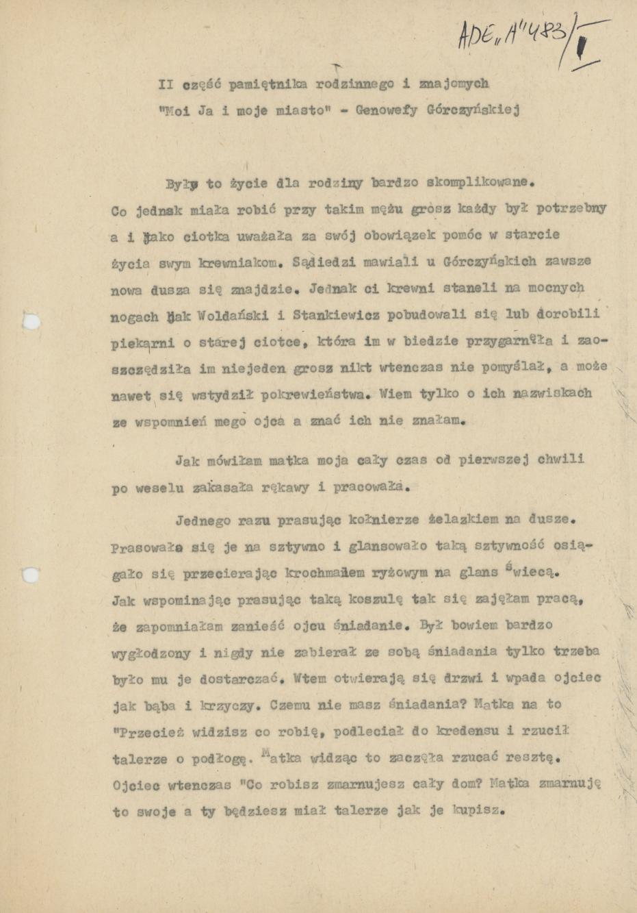 II część Pamiętnika rodzinnego i znajomych "Moi, ja i moje miasto", cz. 1