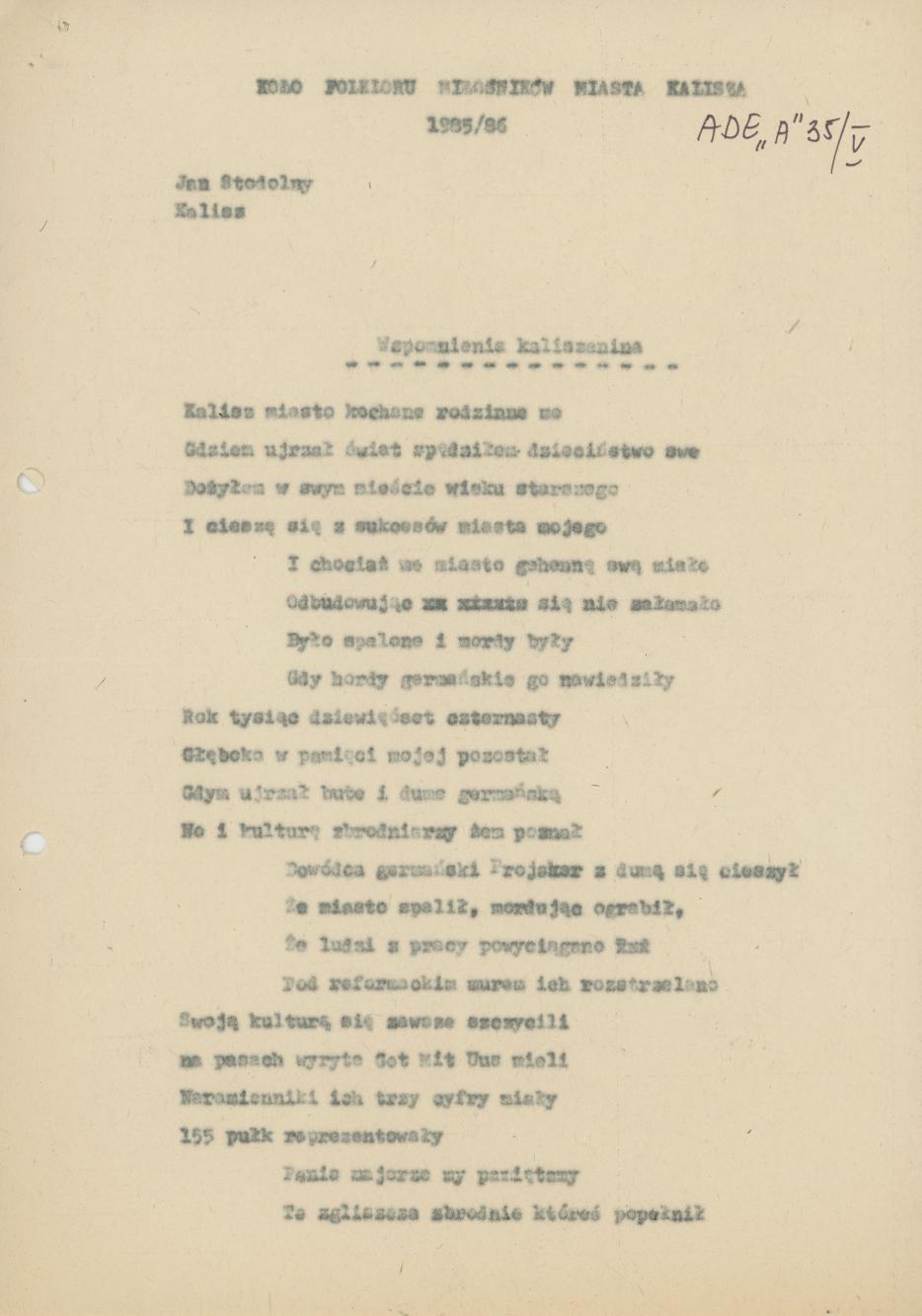 Wspomnienia kaliszanina