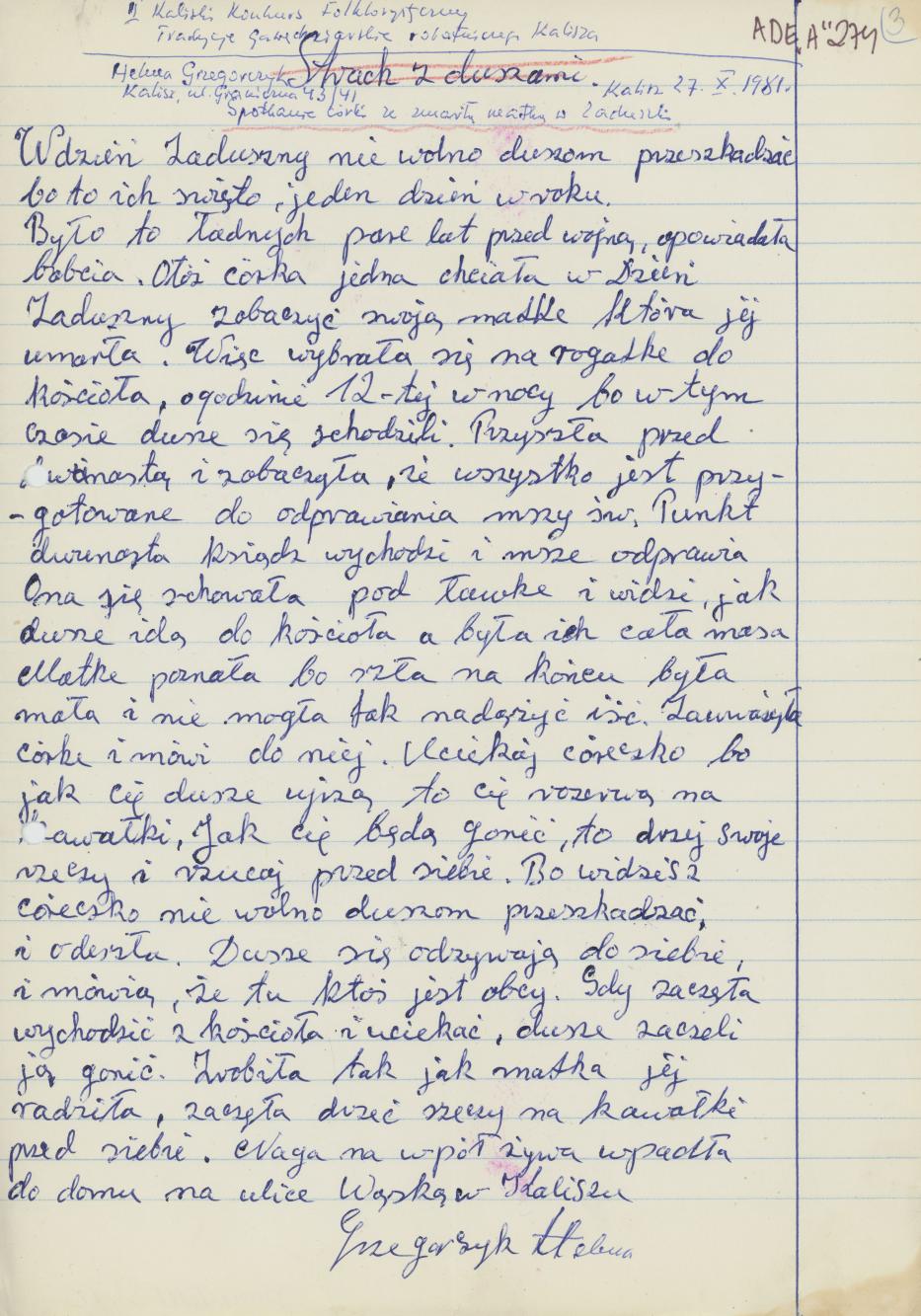 Spotkanie córki ze zmarłą matką w Zaduszki