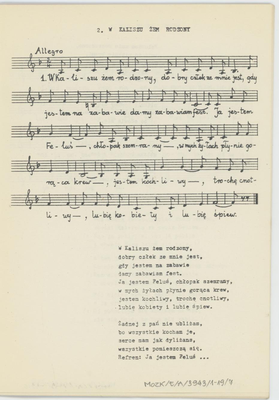 W Kaliszu nad Prosną - zbiór pieśni, cz. 1