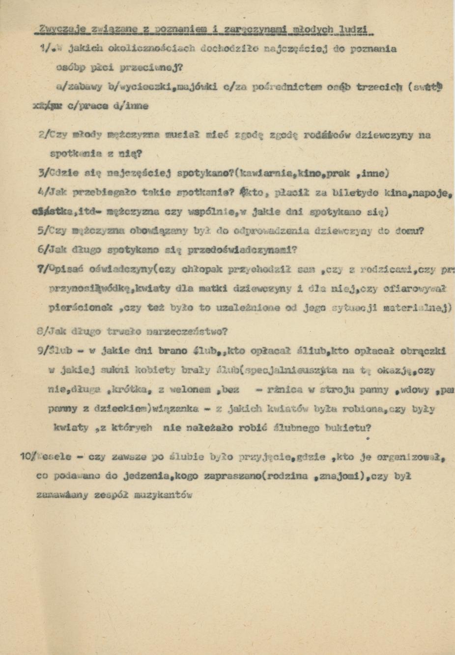 Zwyczaje związane z poznaniem i zaręczynami młodych ludzi - wytyczne konkursu Koła Miłośników Folkloru Miasta Kalisza