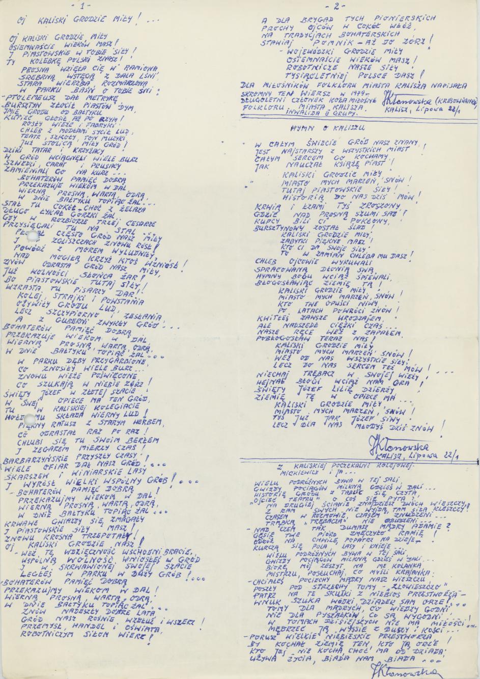 Oj, kaliski grodzie miły!