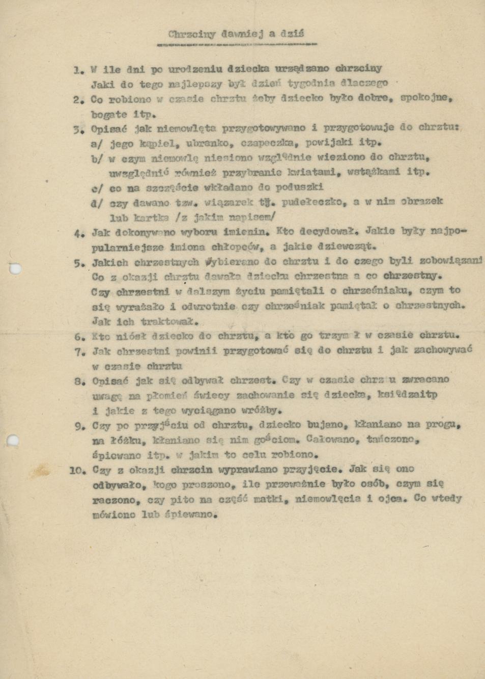 Chrzciny dawniej a dziś - wytyczne konkursu Koła Miłośników Folkloru Miasta Kalisza