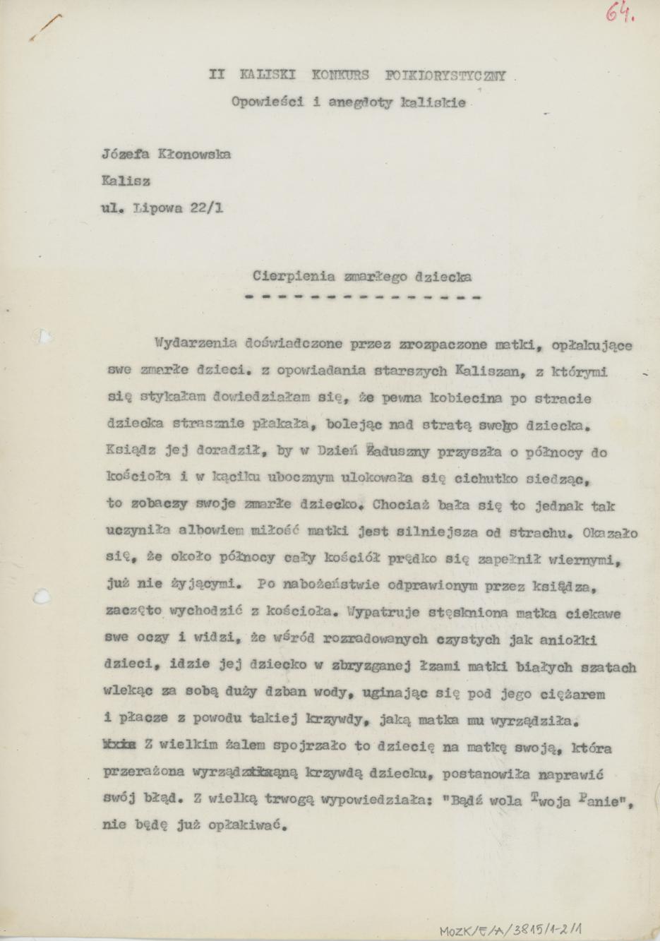 Cierpienia zmarłego dziecka