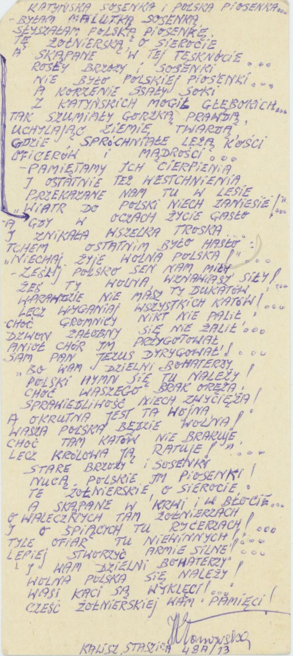 Katyńska sosenka i polska piosenka