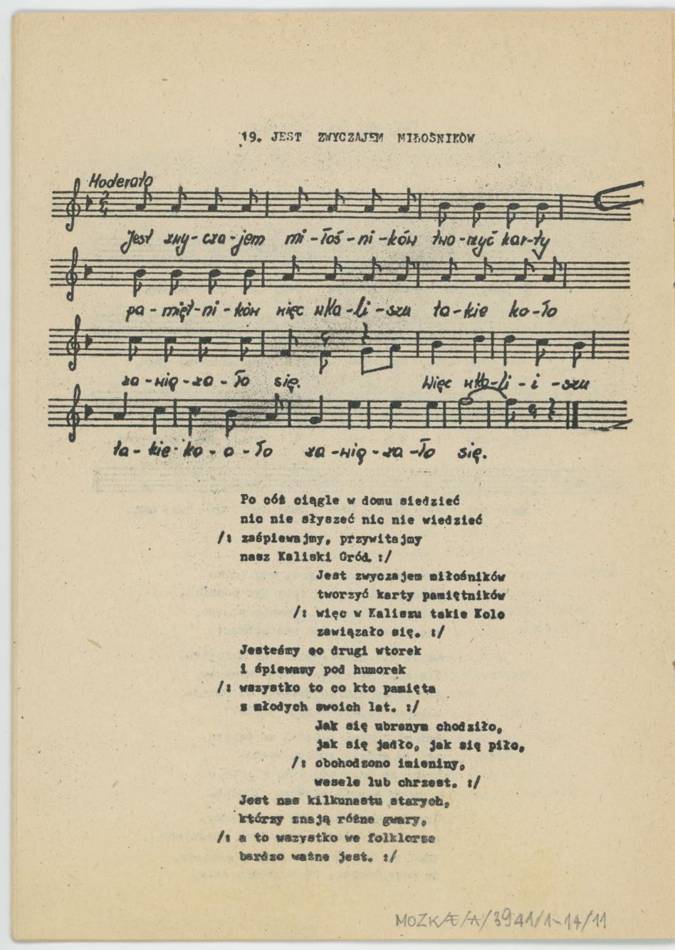 W Kaliszu nad Prosną - zbiór pieśni