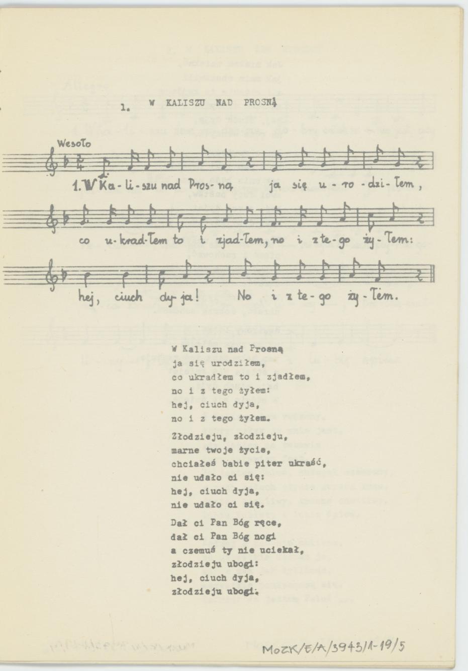 W Kaliszu nad Prosną - zbiór pieśni, cz. 1