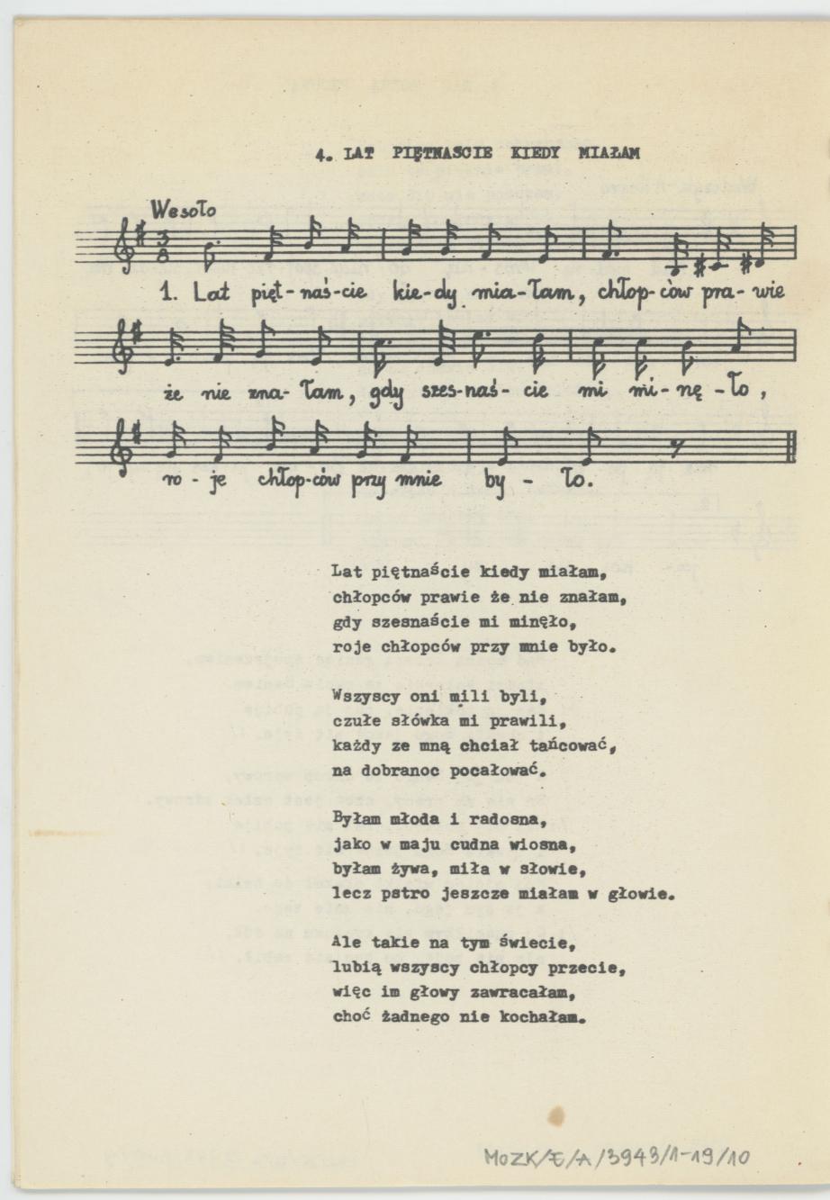 W Kaliszu nad Prosną - zbiór pieśni, cz. 1