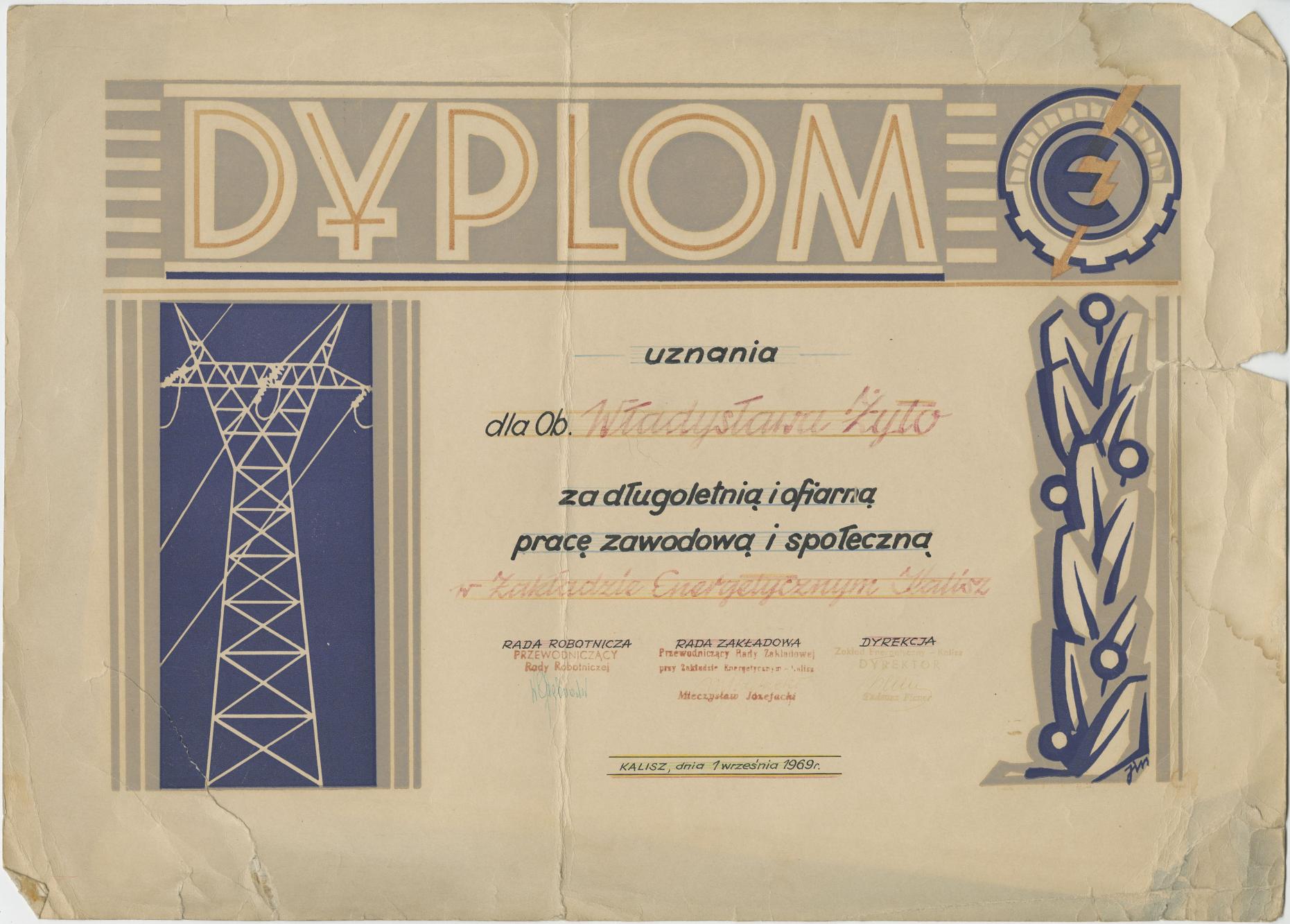 Dyplom uznania dla obywatela Władysława Żyto