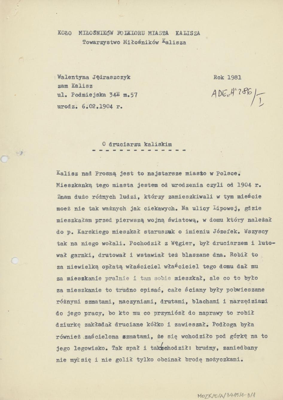 O druciarzu kaliskim