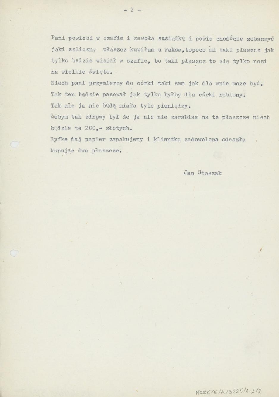 Pan Waks, właściciel magazynu gotowych płaszczy