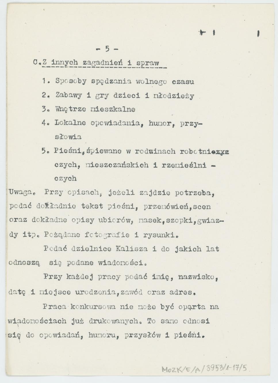 Uchrońmy od zapomnienia Folklor Kalisza - warunki konkursu, cz. 1