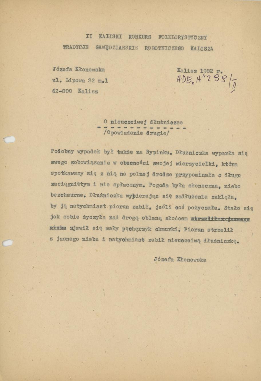 O nieuczciwej dłużniczce