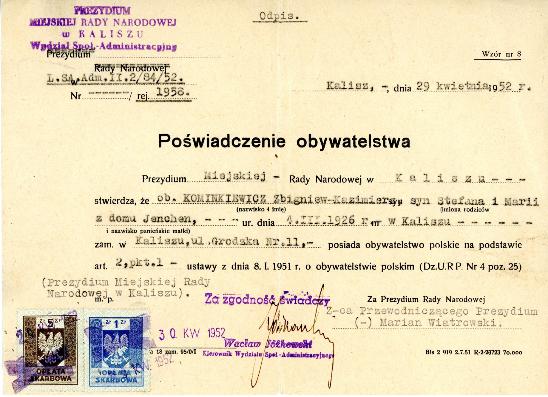 Poświadczenie obywatelstwa