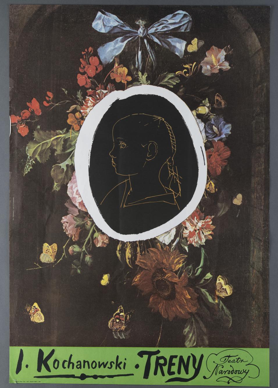 Plakat teatralny do przedstawienia “Treny” Jana Kochanowskiego w reżyserii Adama Hanuszkiewicza, Teatr Narodowy w Warszawie