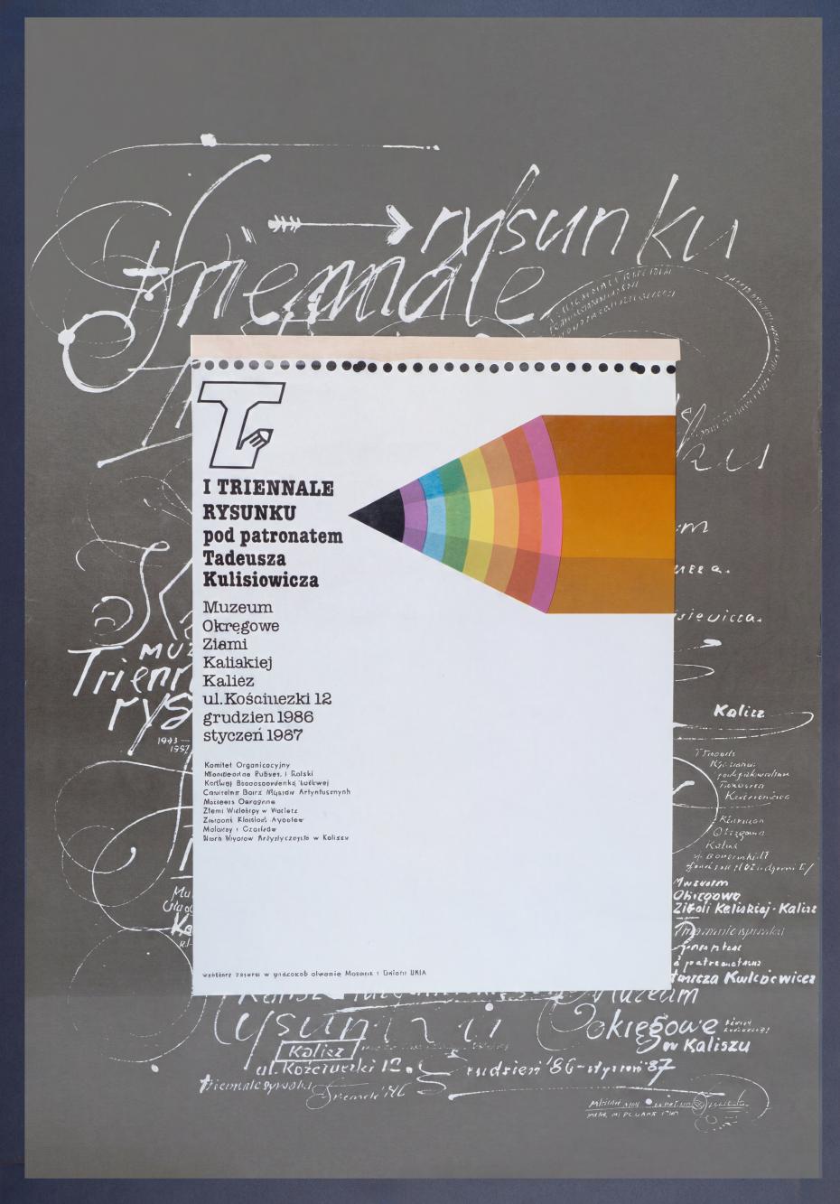 Plakat wystawy, I Triennale Rysunku pod patronatem Tadeusza Kulisiewicza