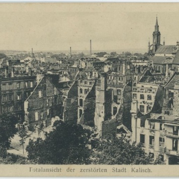 Totalansicht der zerstorten Stadt Kalisch, Kalisz