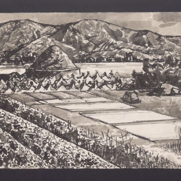 Pejzaż; portret mężczyzny