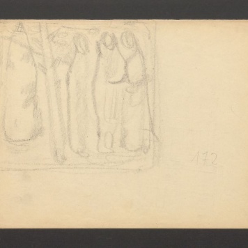 Szkic sylwetek kobiecych (?); projekty mebli