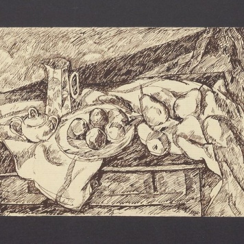 Martwa natura z dzbanem i owocami 